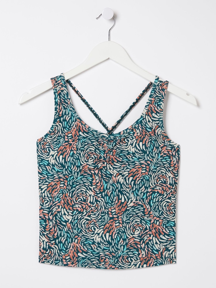 FatFace Elowen Green Print Crop Top - Image 6 of 6
