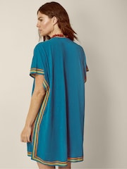 Monsoon Blue Maeve V-Neck Mini Kaftan - Image 4 of 4