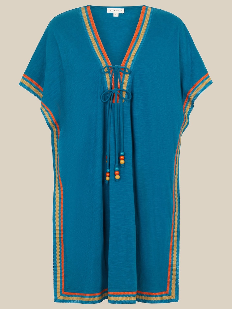 Monsoon Blue Maeve V-Neck Mini Kaftan - Image 5 of 5 Monsoon Blue Maeve V-Neck Mini Kaftan - Image 5 of 5