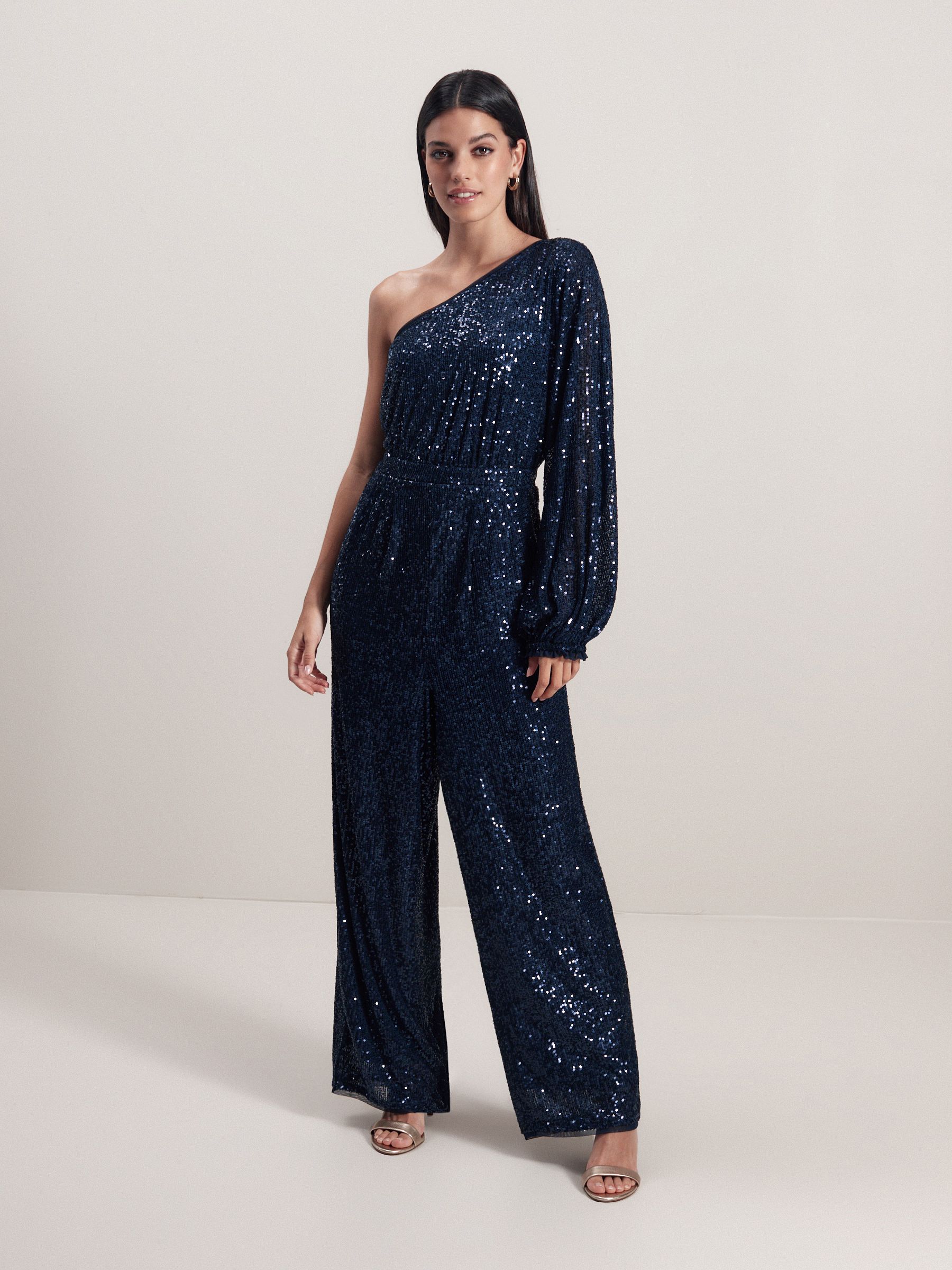 Buy Blue Sequin One Shoulder Jumpsuit from Next Luxembourg