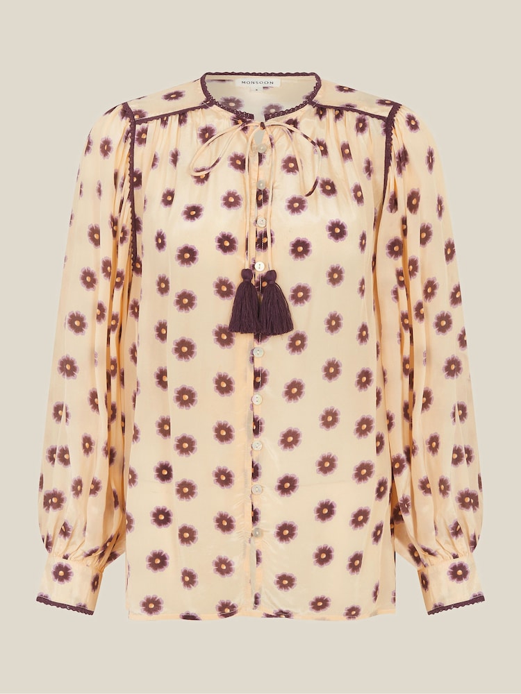 Monsoon Cream Saira Floral Print Blouse - Image 5 of 5 Monsoon Cream Saira Floral Print Blouse - Image 5 of 5
