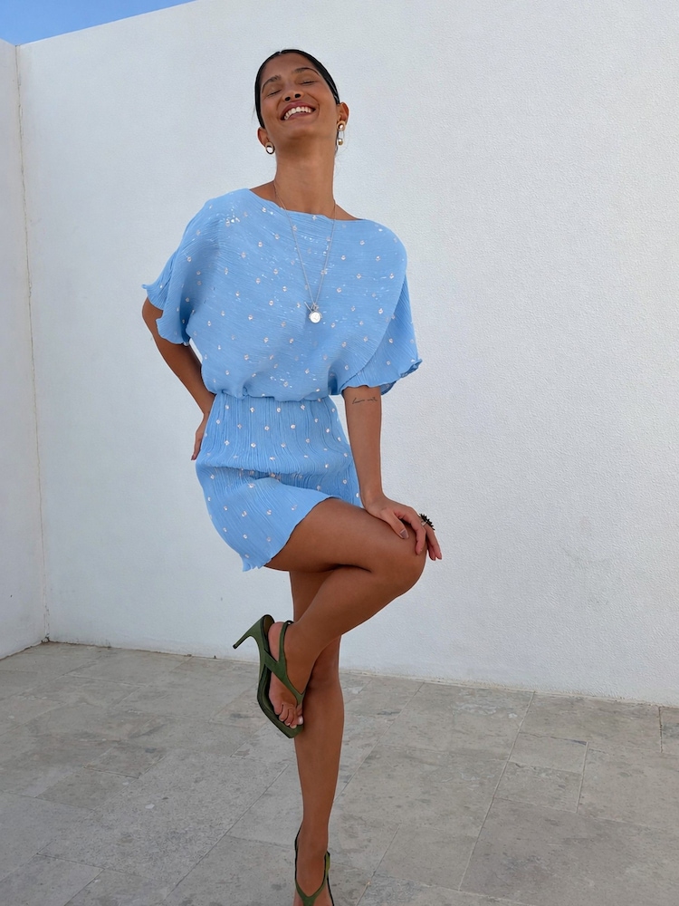 Never Fully Dressed Blue Ice Blue Mini Tilly Dress - Image 3 of 3 Never Fully Dressed Blue Ice Blue Mini Tilly Dress - Image 3 of 3