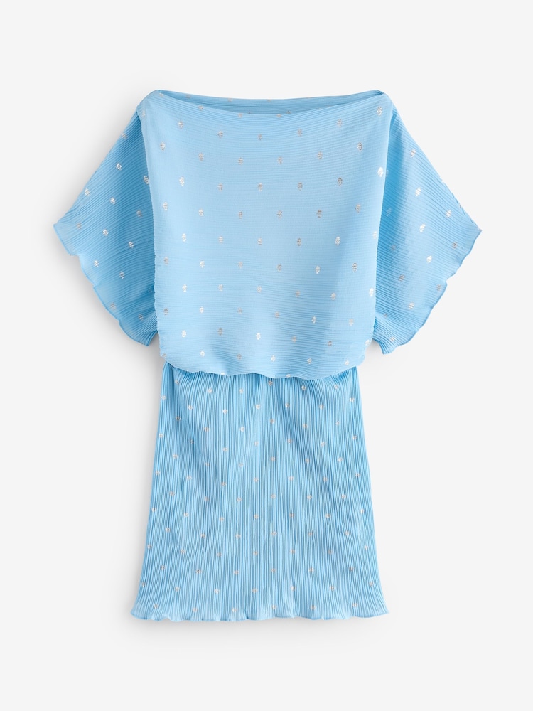 Never Fully Dressed Blue Mini Plisse Tilly Dress - Image 4 of 4 Never Fully Dressed Blue Mini Plisse Tilly Dress - Image 4 of 4