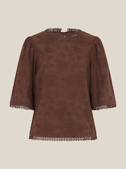 Monsoon Brown Sabine Floral Embroidered Top - Image 5 of 5