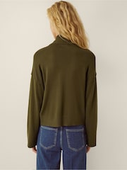 Monsoon Green Naya High Neck Knitted Jacket - Image 3 of 6
