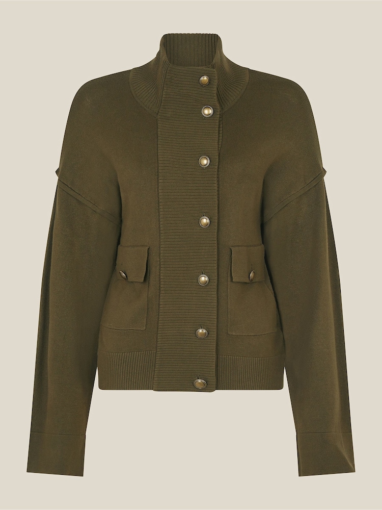 Monsoon Green Naya High Neck Knitted Jacket - Image 6 of 6 Monsoon Green Naya High Neck Knitted Jacket - Image 6 of 6
