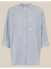 Monsoon Blue Tanya Ruffle Stripe Shirt - Image 5 of 5