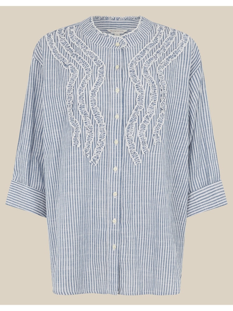 Monsoon Blue Tanya Ruffle Stripe Shirt - Image 5 of 5 Monsoon Blue Tanya Ruffle Stripe Shirt - Image 5 of 5