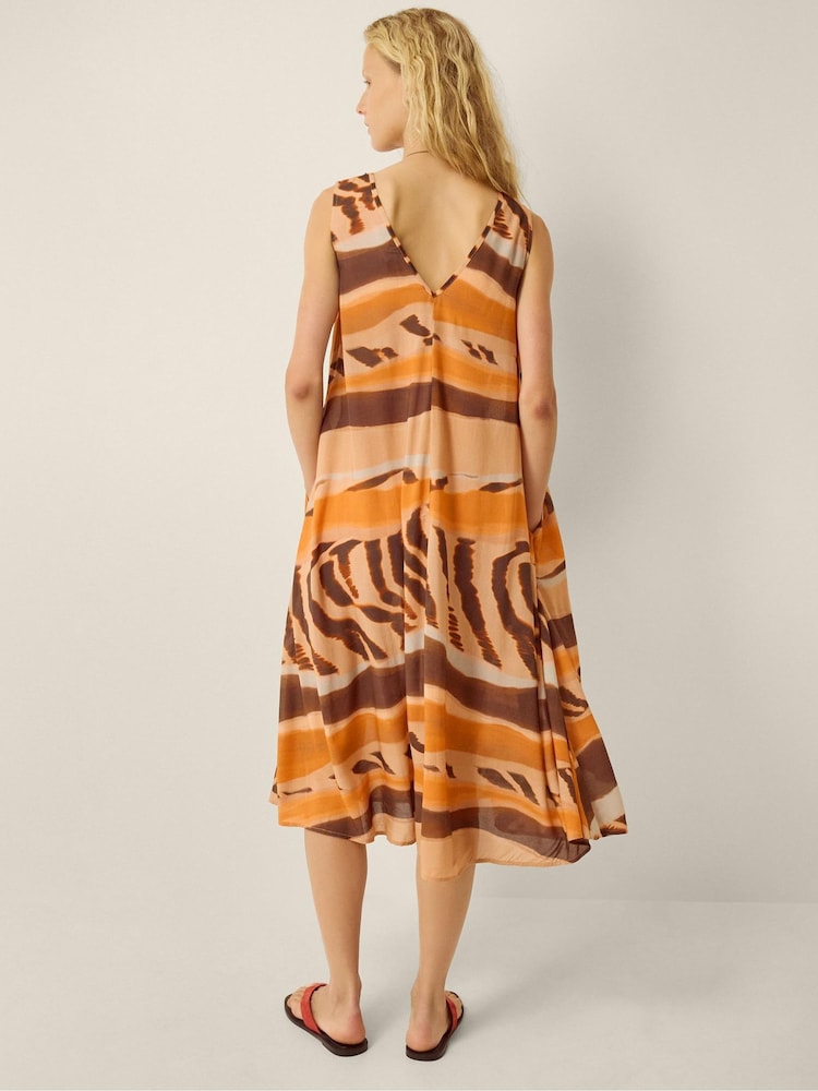 Monsoon Brown Nadia Sleeveless Animal Print Midi Dress - Image 2 of 5