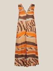 Monsoon Brown Nadia Sleeveless Animal Print Midi Dress - Image 5 of 5