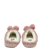 Dunlop Baby Pink Ladies Knitted Closed Toe Mule Slippers - Image 3 of 4