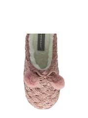 Dunlop Baby Pink Ladies Knitted Closed Toe Mule Slippers - Image 4 of 4