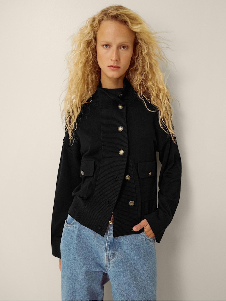 Monsoon Black Naya High Neck Knitted Jacket - Image 1 of 5 Monsoon Black Naya High Neck Knitted Jacket - Image 1 of 5