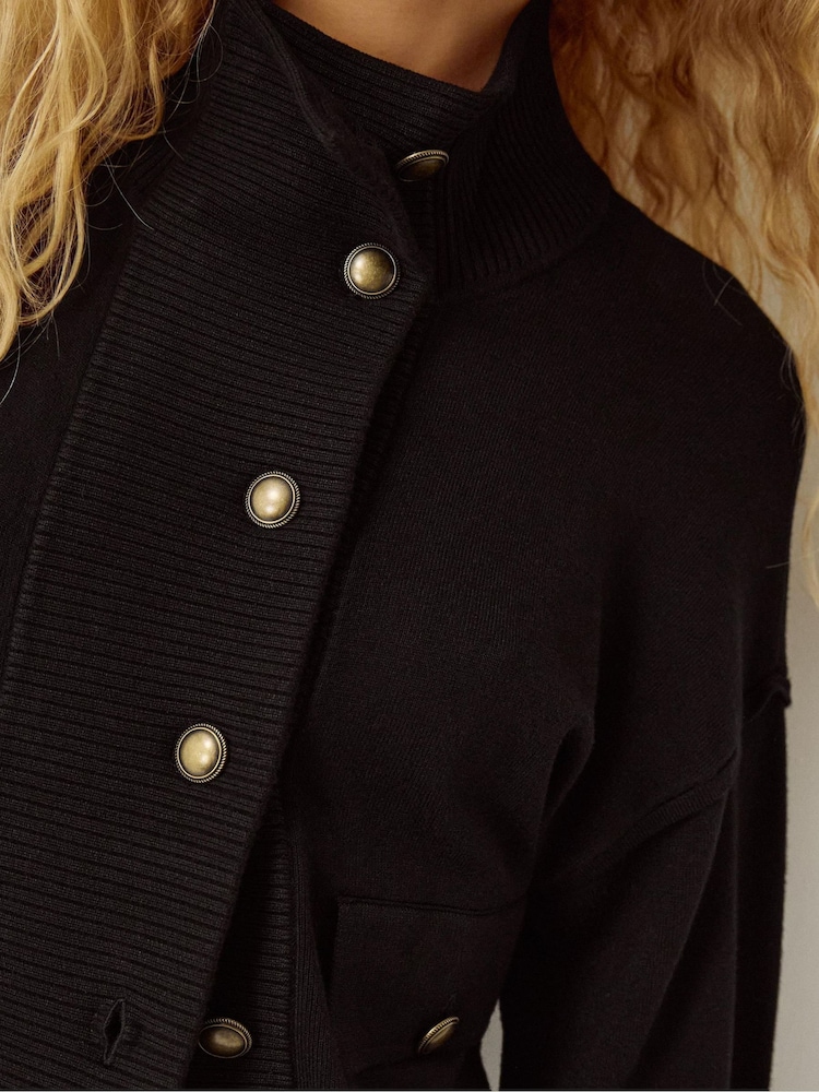 Monsoon Black Naya High Neck Knitted Jacket - Image 2 of 5 Monsoon Black Naya High Neck Knitted Jacket - Image 2 of 5