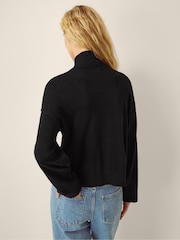 Monsoon Black Naya High Neck Knitted Jacket - Image 3 of 5