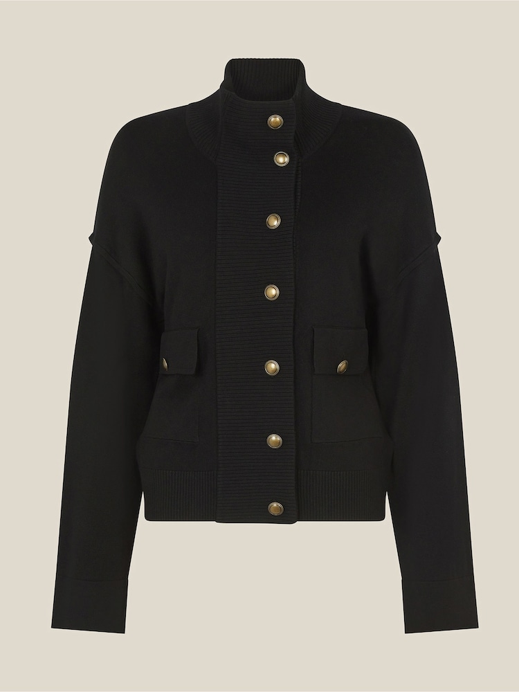 Monsoon Black Naya High Neck Knitted Jacket - Image 5 of 5 Monsoon Black Naya High Neck Knitted Jacket - Image 5 of 5