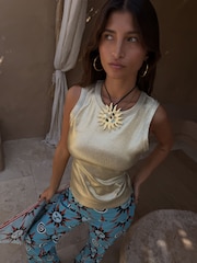 Never Fully Dressed Gold Gold Ribbed Tank Top - Image 3 of 4