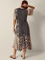 Monsoon Black Raquel Patchwork Floral Print Midi Dress - Image 4 of 4