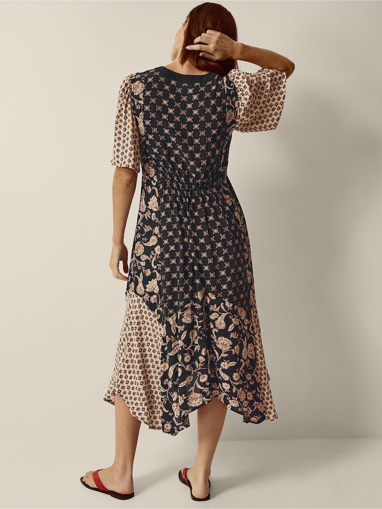 Monsoon Black Raquel Patchwork Floral Print Midi Dress - Image 4 of 4 Monsoon Black Raquel Patchwork Floral Print Midi Dress - Image 4 of 4