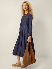 Monsoon Isadora Midikjole i denim med søm - Billede 1 af 6