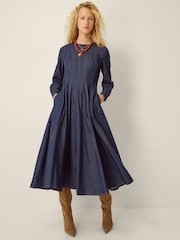 Monsoon Isadora Midikjole i denim med søm - Billede 2 af 6