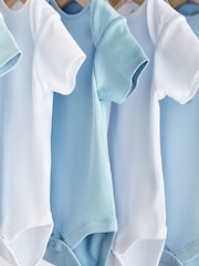 Blue/White 5 Pack Plain Baby Bodysuits - Image 3 of 6