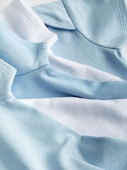 Blue/White 5 Pack Plain Baby Bodysuits - Image 4 of 6