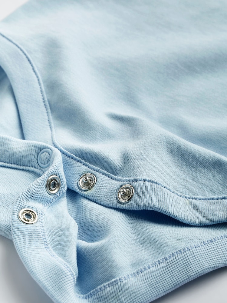 Blue/White 5 Pack Plain Baby Bodysuits - Image 6 of 6