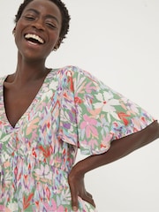 FatFace Grace Green Expressive Floral Midi Dress - Image 5 of 7
