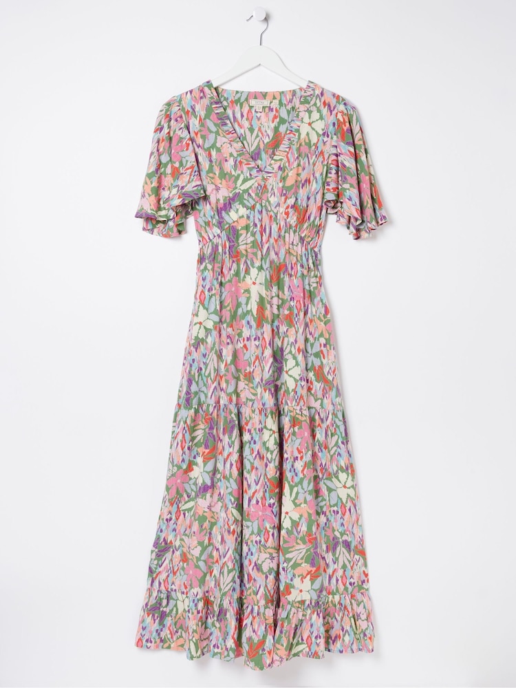 FatFace Grace Green Expressive Floral Midi Dress - Image 7 of 7