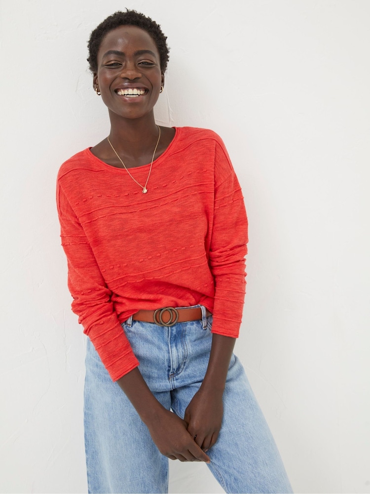 FatFace Isabelle Red Cotton Linen Jumper - Image 1 of 5