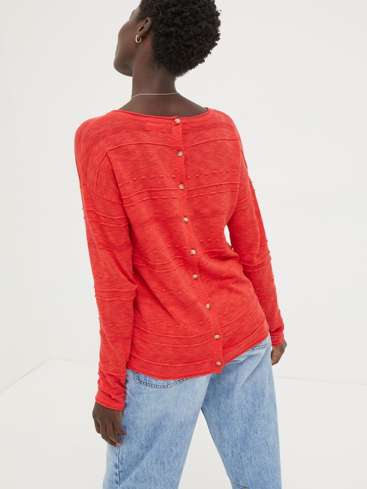FatFace Isabelle Red Cotton Linen Jumper - Image 2 of 5
