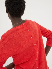 FatFace Isabelle Red Cotton Linen Jumper - Image 4 of 5