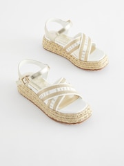 Baker by Ted Baker Girls Woven and Metallic Wedge Sandals - Image 1 of 6