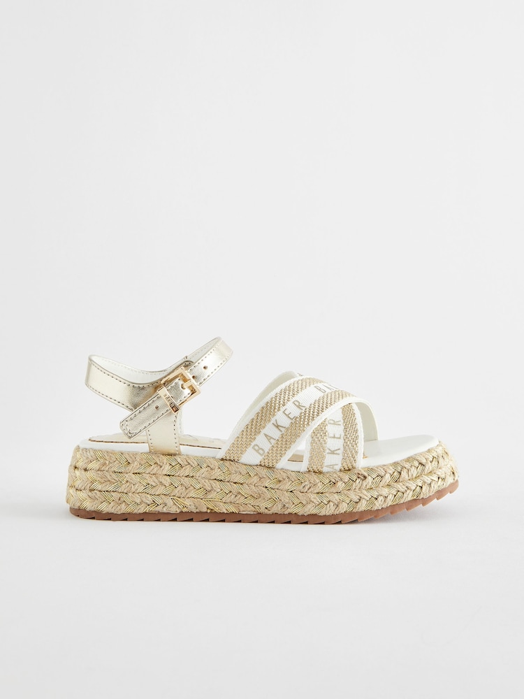 Baker by Ted Baker Girls Woven and Metallic Wedge Sandals - Image 2 of 6