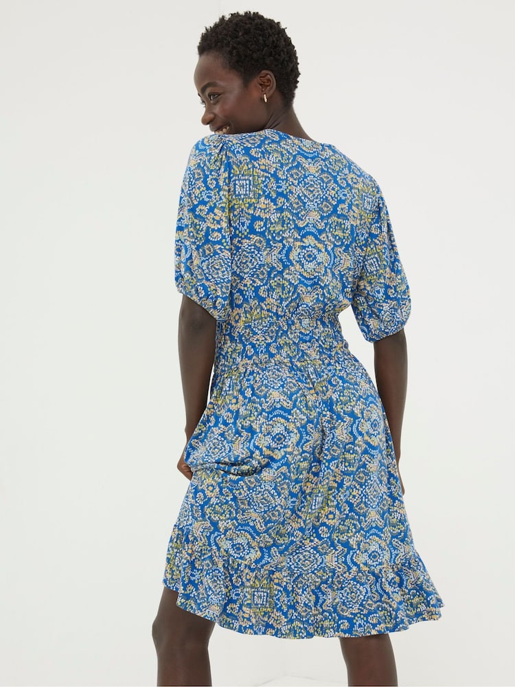 FatFace Blue Lottie Aztec Texture Jersey Dress - Image 2 of 6
