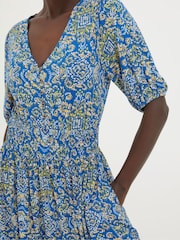 FatFace Blue Lottie Aztec Texture Jersey Dress - Image 3 of 6