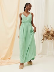 FatFace Green Maxi Dress - Image 1 of 8