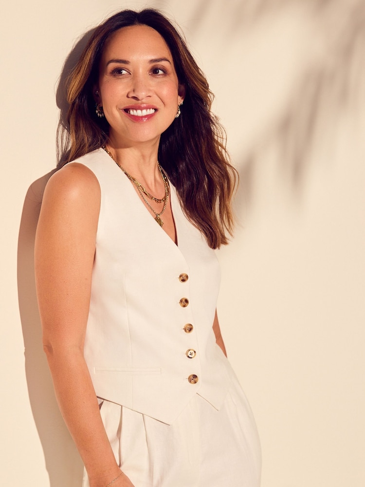 Myleene Klass Linen White Waistcoat - Image 1 of 5