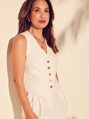 Myleene Klass Linen White Waistcoat - Image 2 of 5