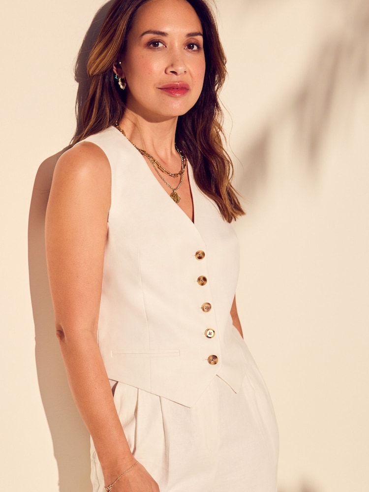 Myleene Klass Linen White Waistcoat - Image 2 of 5