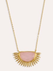 Ottoman Hands Gold Tone Sunrise Rose Quartz Pendant Necklace - Image 1 of 6