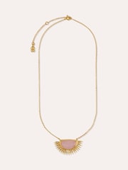 Ottoman Hands Gold Tone Sunrise Rose Quartz Pendant Necklace - Image 2 of 6
