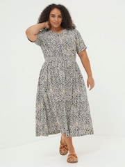 FatFace Natural Navi Dappled Spot Jersey Dress - Image 4 of 6