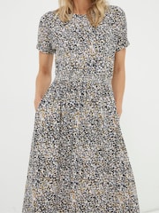 FatFace Natural Navi Dappled Spot Jersey Dress - Image 5 of 6
