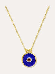 Ottoman Hands Gold Tone Azra Evil Eye Navy Pendant Necklace - Image 4 of 6