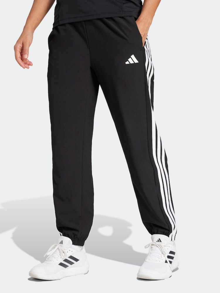 adidas Black Train Essentials 3-Stripes Woven Joggers - Image 1 of 6