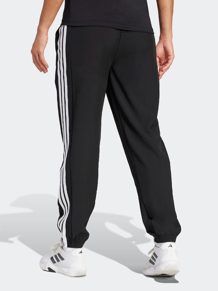 adidas Black Train Essentials 3-Stripes Woven Joggers - Image 2 of 6