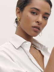 Ottoman Hands Gold Tone Myia Gold Coin Front Hoop Earrings - Image 1 of 4