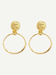 Ottoman Hands Gold Tone Myia Gold Coin Front Hoop Earrings - Image 3 of 4